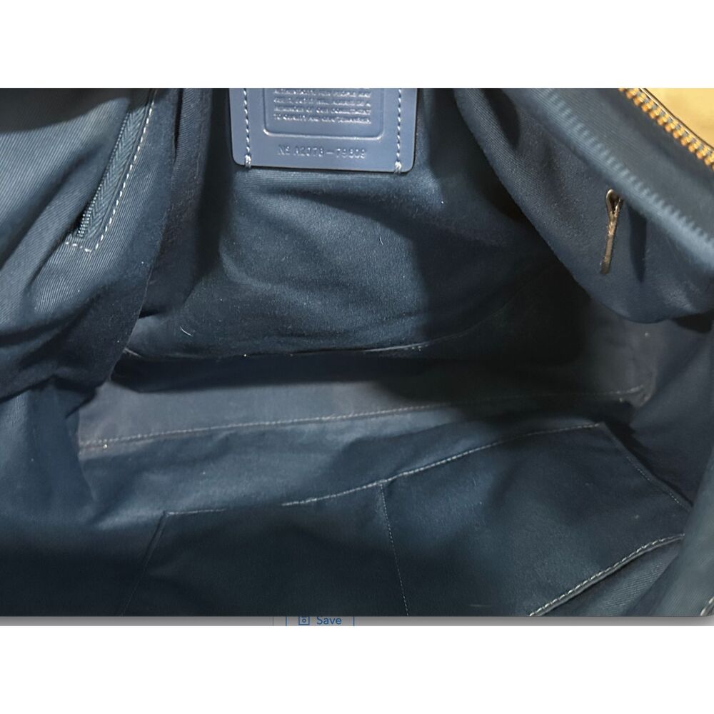 Coach Signature Tote Bag Brown Monogram Blue Trim Tote Bag EUC - Picture 5 of 6